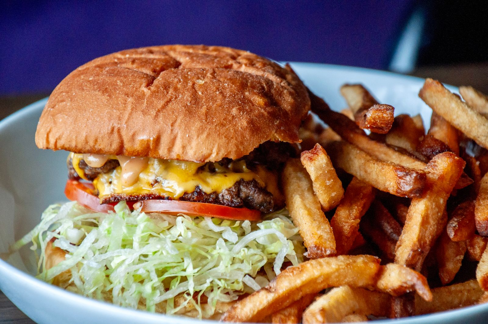 Smash burger with hand-cut fries